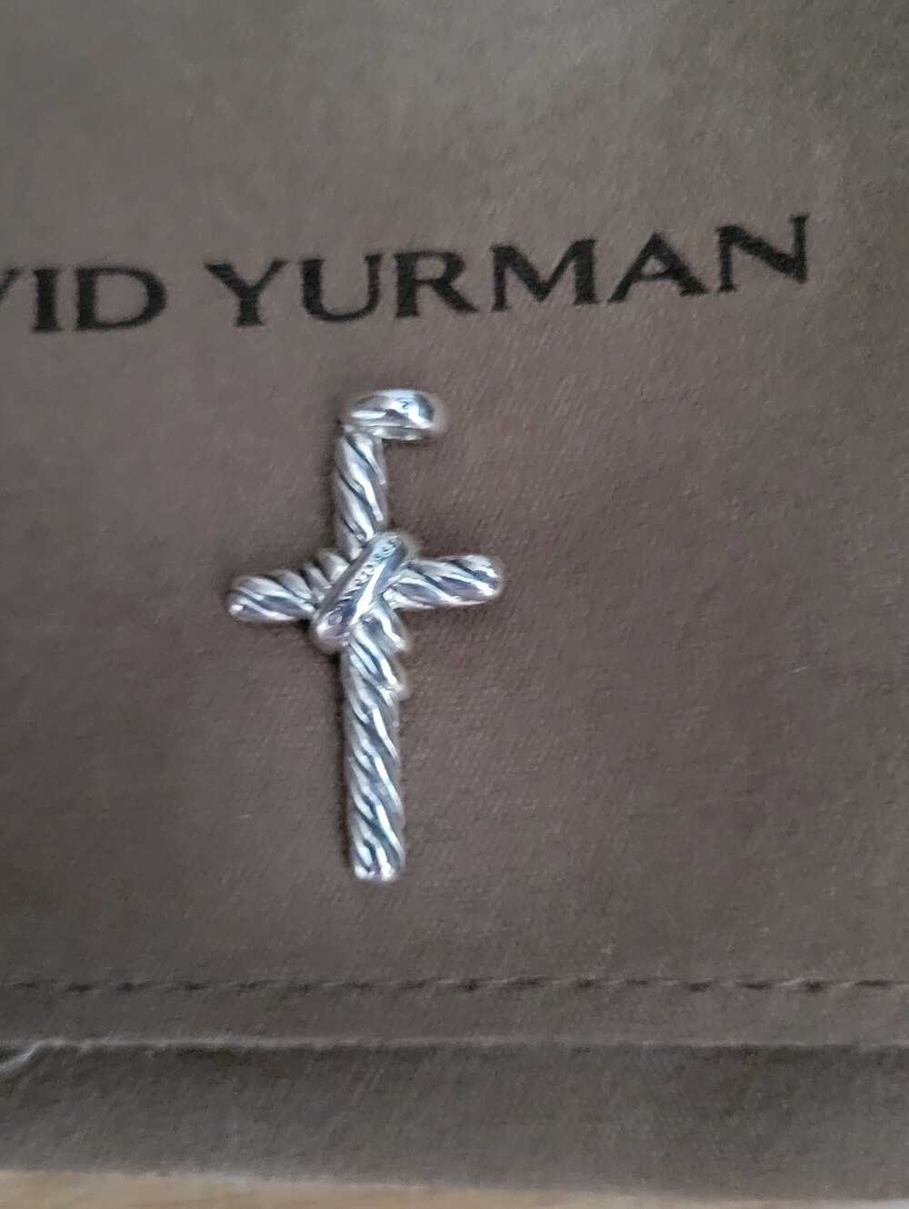 David Yurman Two-Tone Cable Cross Pendant in Silver and Gold With Diamonds - Picture 5 of 8